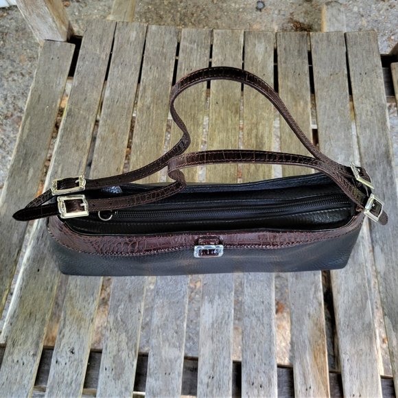 BRIGHTON Black Pebbled Leather Mini Shoulder Bag - Picture 6 of 7